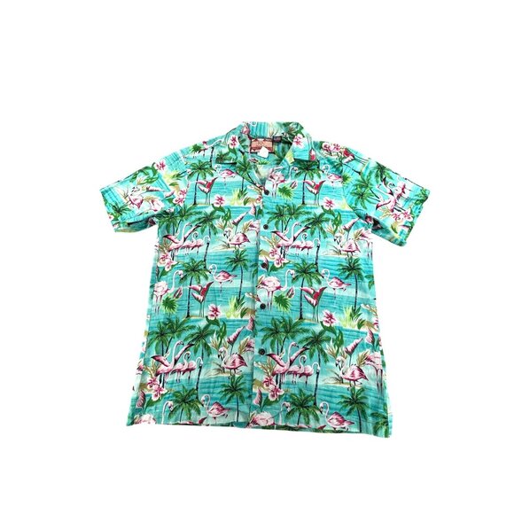 RJC Hawaiian Flamingo Shirt Mens M Made In Hawaii USA Tropical Casual Florida - Picture 2 of 9